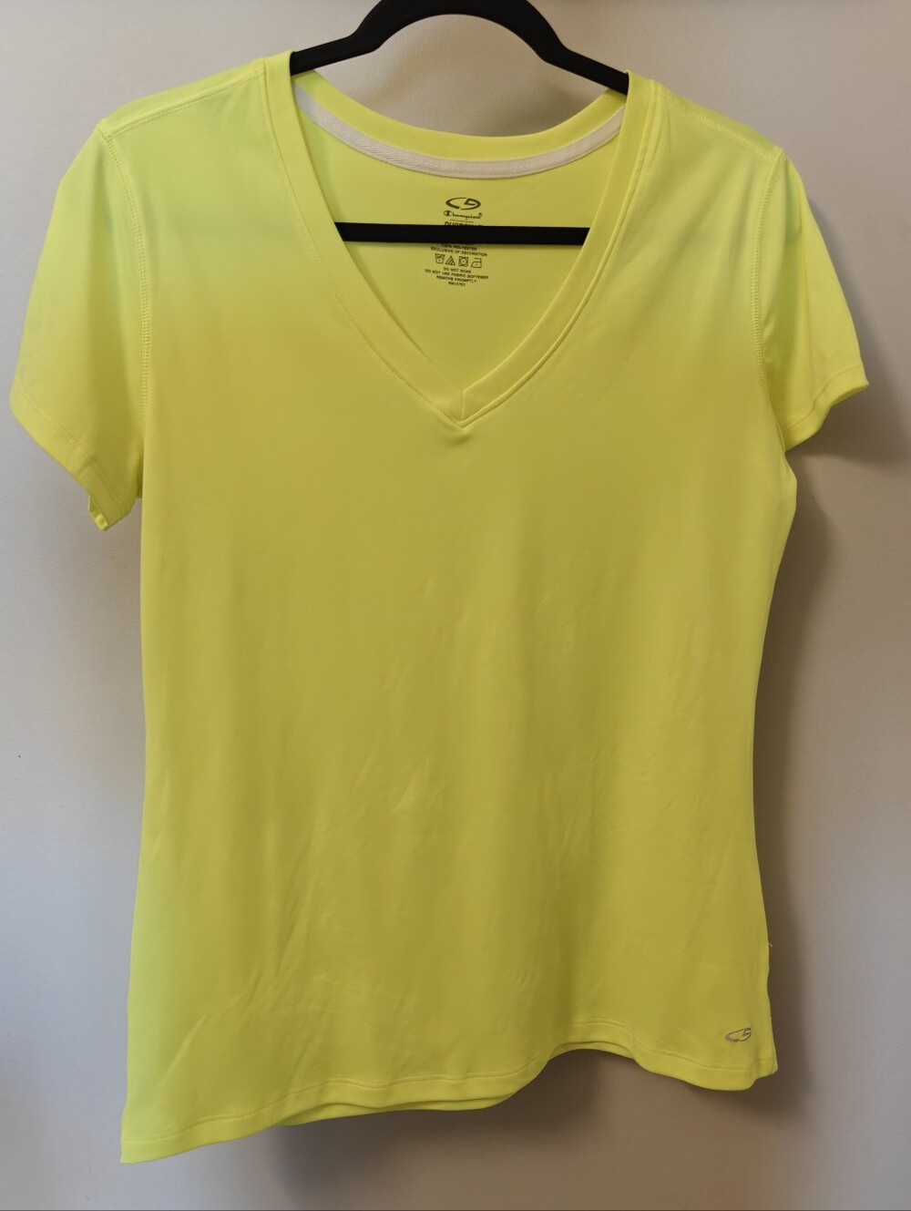 Champion C9 DuoDry Women's Neon Yellow V-Neck Quick Dry T-Shirt Size L